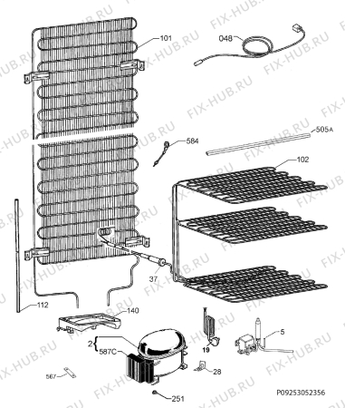 Взрыв-схема холодильника Husqvarna Electrolux QRT4226W - Схема узла Cooling system 017